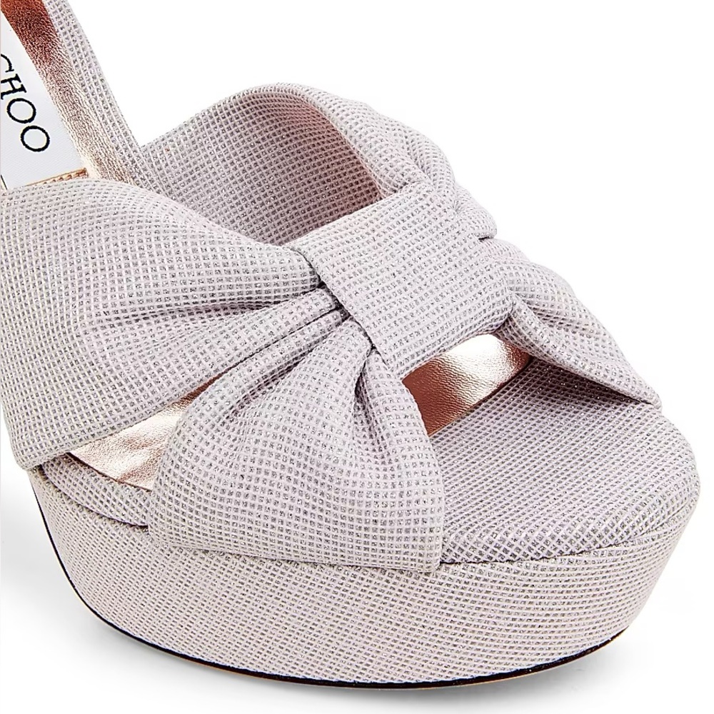 EUC JIMMY CHOO Heloise 120MM Glitter Platform Sandals Macaron 36.5 $1,025 - Picture 2 of 13